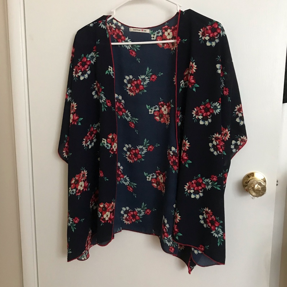 Better Be Floral Kimono (Navy Blue)